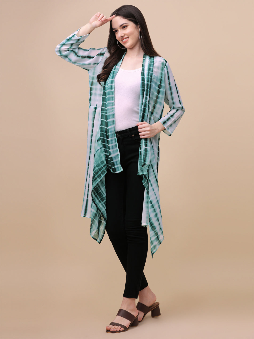 ELEGANT SHRUG WITH SHIBORI PRINT - PINK