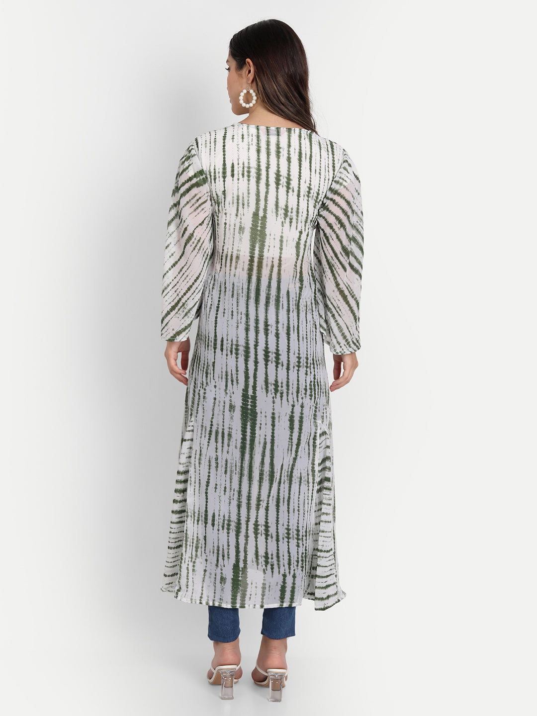 SHIBORI LONGLINE TIE-UPS SHRUG-GREEN