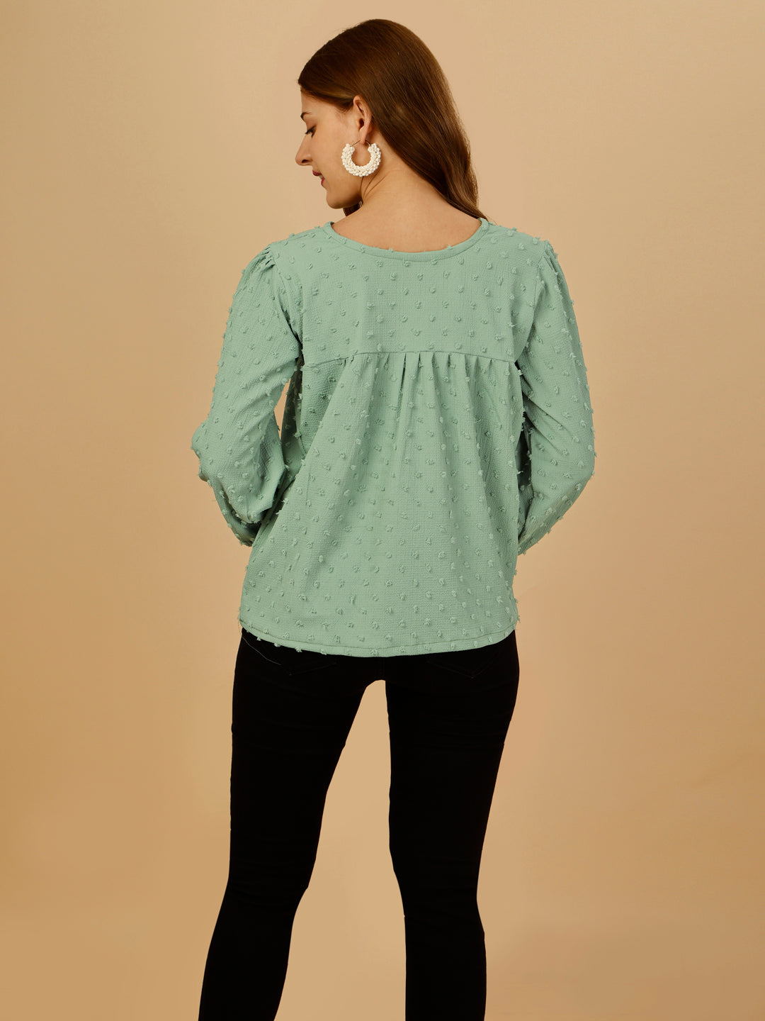 PASTEL EMBELLISHED TOP-GREEN