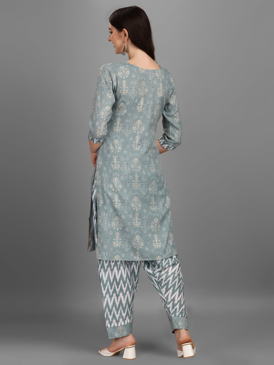 FLORAL PRINTED SALWAR KURTI SET-WINE