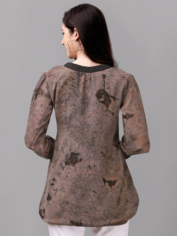 MARBLE PRINTED TOP-BROWN