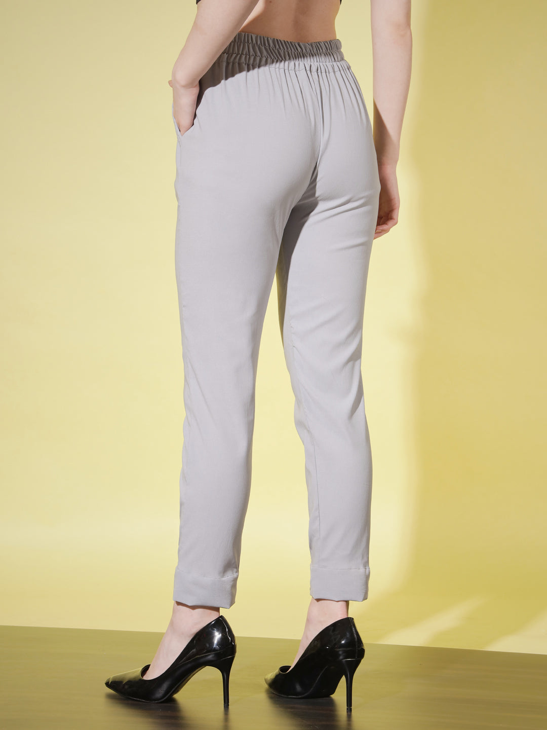 WOMEN SOLID PANT VINTAGE - YELLOW