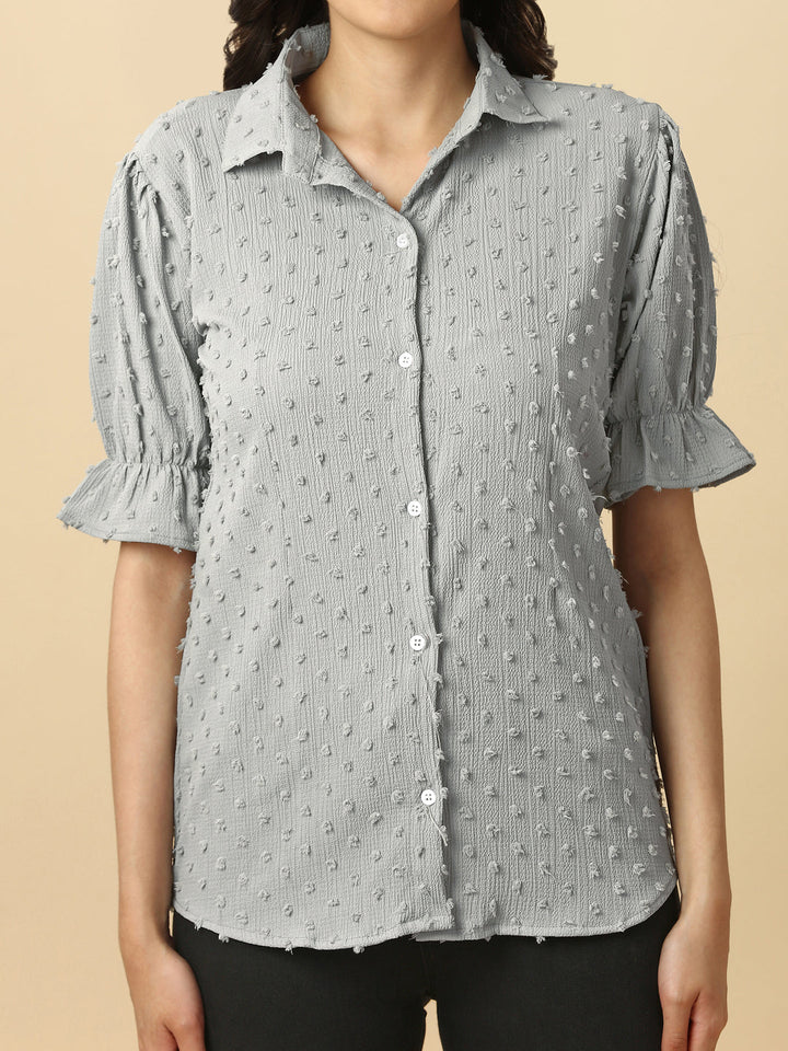 EMBELLISHED STRETCHABLE SHIRT - GREY