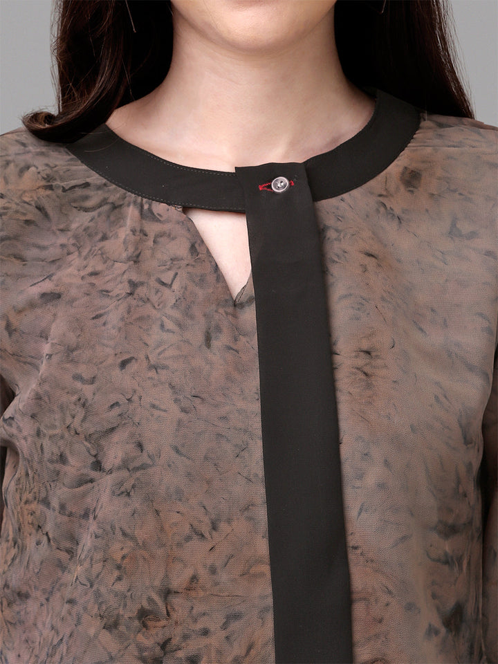 MARBLE PRINTED TOP-BROWN