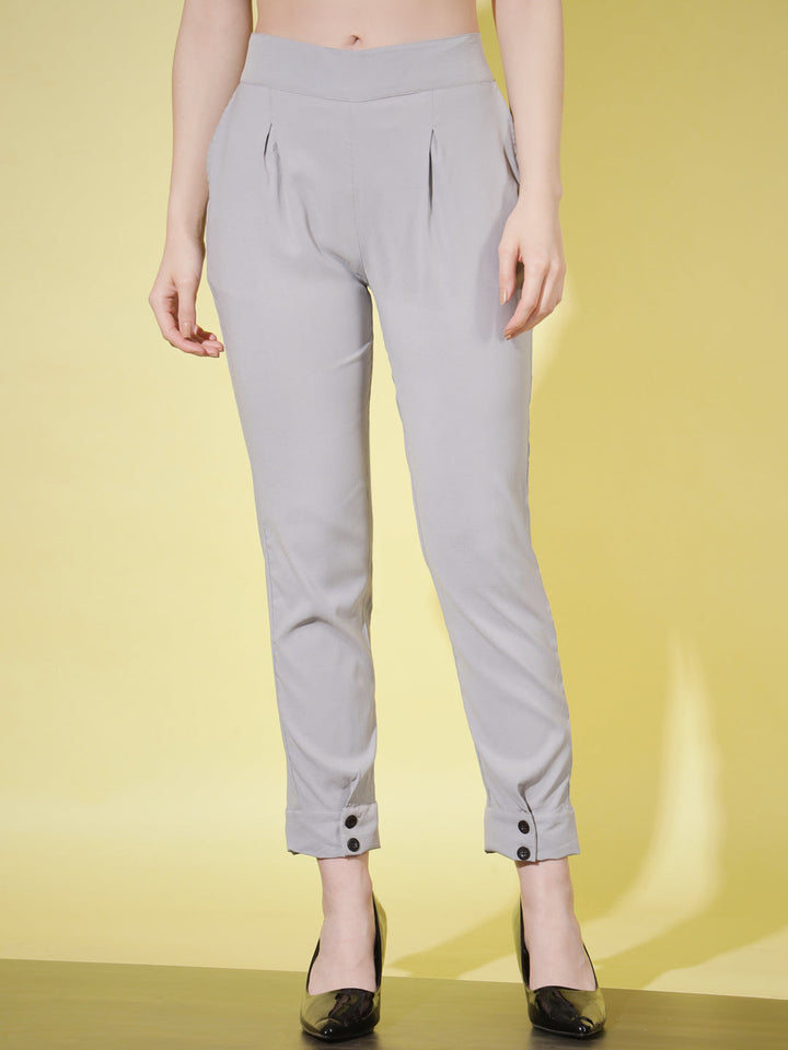 WOMEN SOLID PANT VINTAGE - PEACH