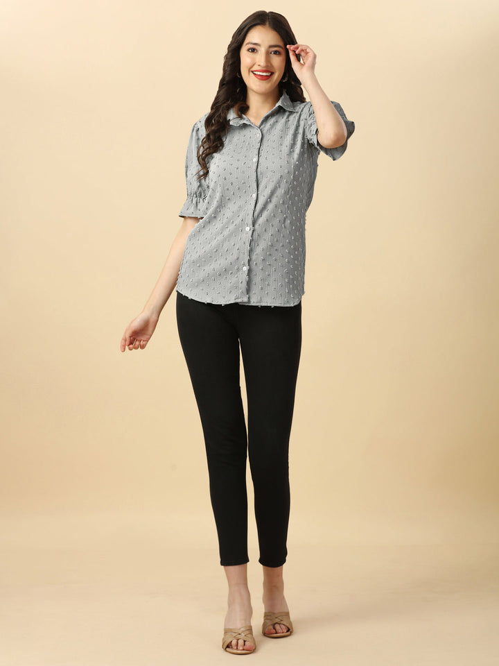 EMBELLISHED STRETCHABLE SHIRT - GREEN