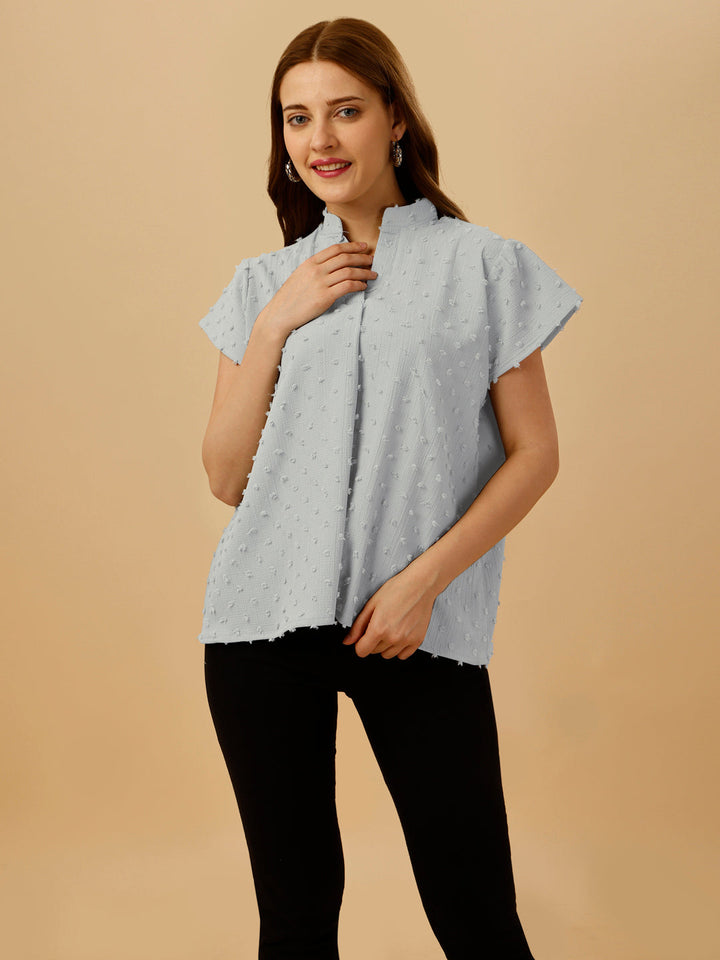 SHORT SLEEVE PASTEL TOP - GREY