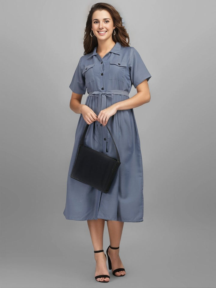 SOLID COLOURED SHIRT DRESS-RAMA