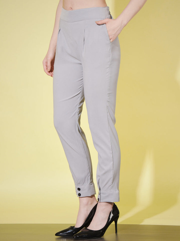 WOMEN SOLID PANT VINTAGE - GREY