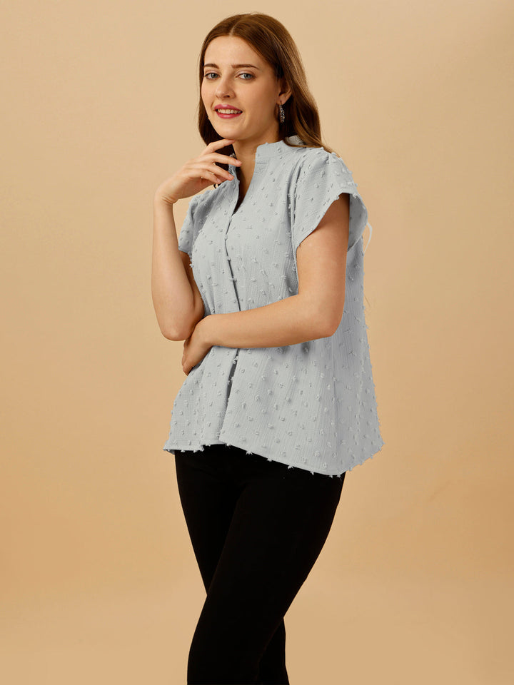 SHORT SLEEVE PASTEL TOP - GREY