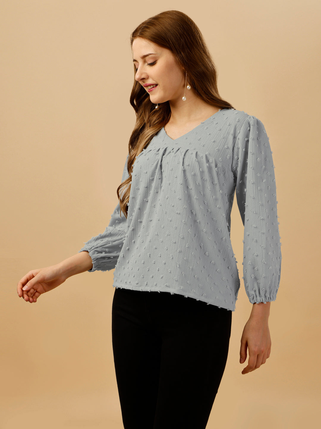 PASTEL EMBELLISHED TOP-GREY