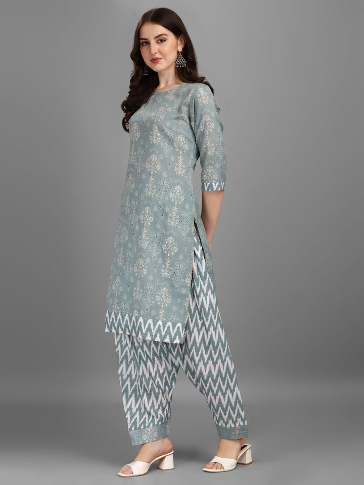 FLORAL PRINTED SALWAR KURTI SET-WINE