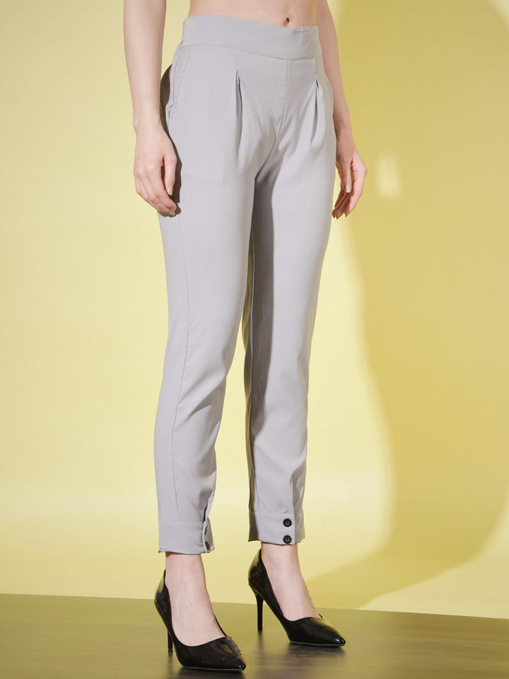 WOMEN SOLID PANT VINTAGE - GREY