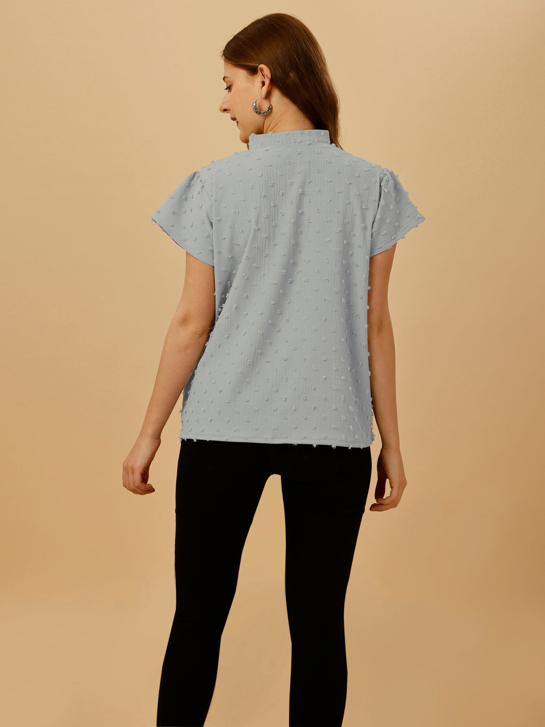 SHORT SLEEVE PASTEL TOP - GREY