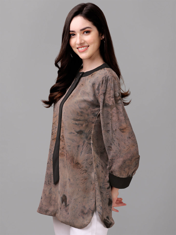 MARBLE PRINTED TOP-GREY