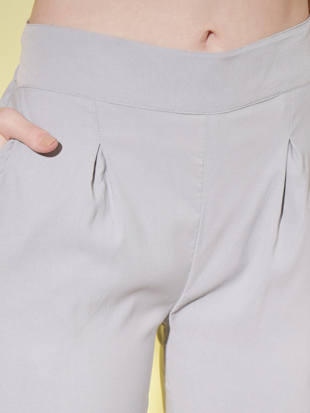 WOMEN SOLID PANT VINTAGE - GREY