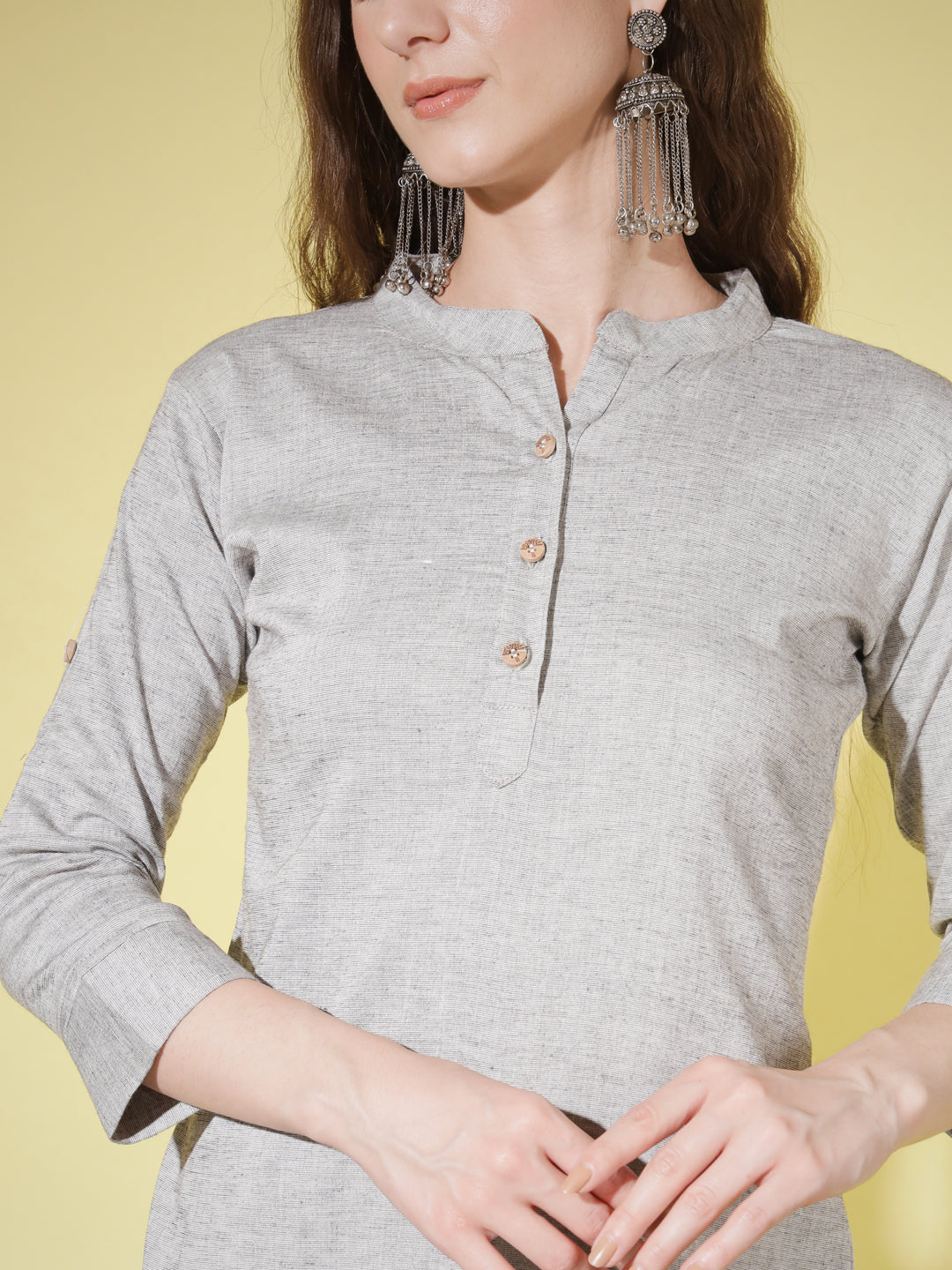 SOLID TRENDY TOP-GREY