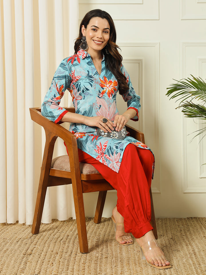 PRINTED KURTI HERAM PANT SET