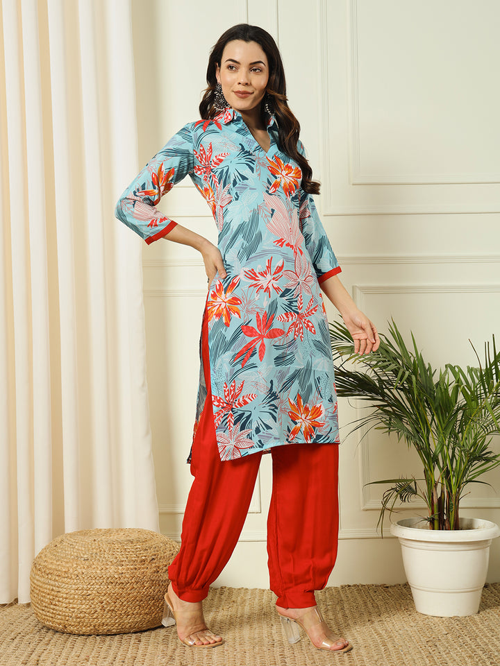 PRINTED KURTI HERAM PANT SET