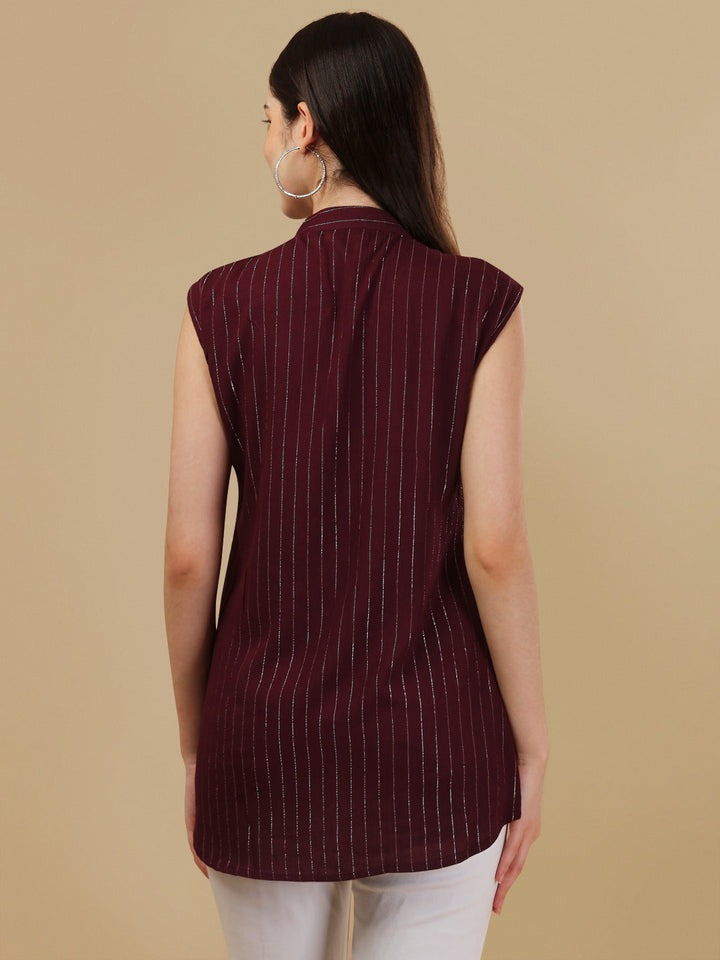 SLEEVELESS SOLID TOP-MAROON