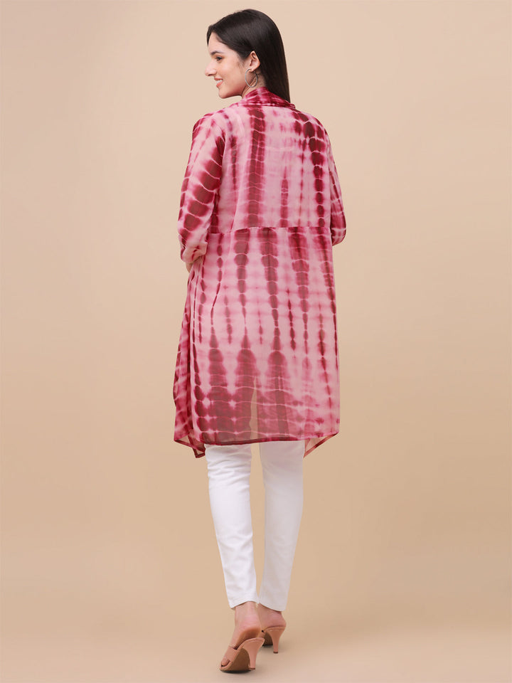 ELEGANT SHRUG WITH SHIBORI PRINT - PINK