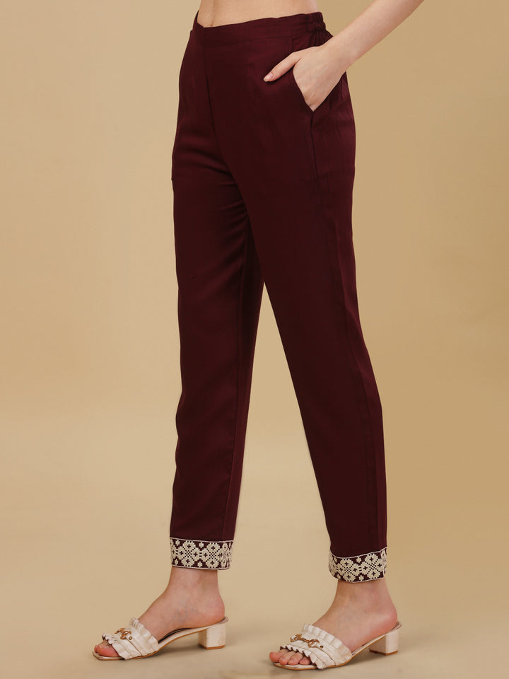 KURTI PANT SET WITH EMBROIDERY-DARK GREY