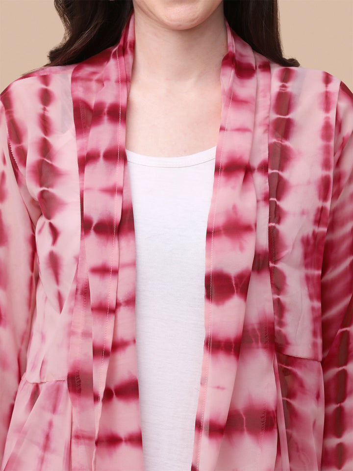 ELEGANT SHRUG WITH SHIBORI PRINT - PINK