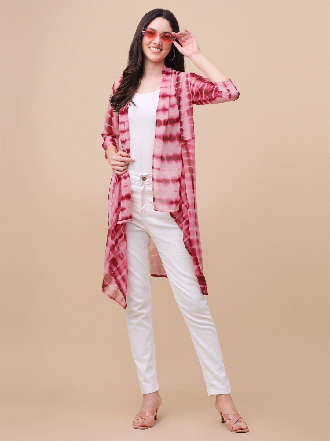 ELEGANT SHRUG WITH SHIBORI PRINT - BLUE