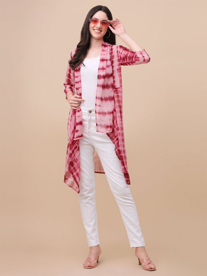 ELEGANT SHRUG WITH SHIBORI PRINT - MAROON