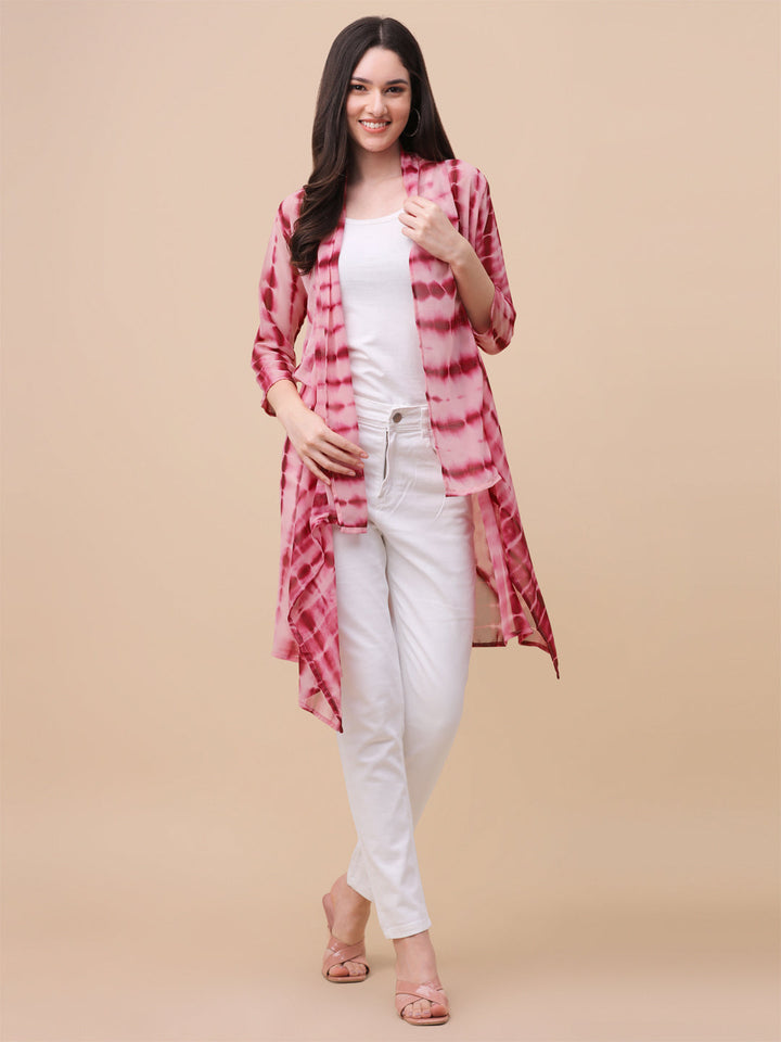 ELEGANT SHRUG WITH SHIBORI PRINT - MAROON