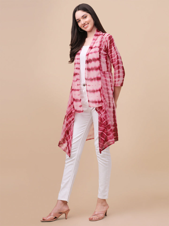 ELEGANT SHRUG WITH SHIBORI PRINT - PINK