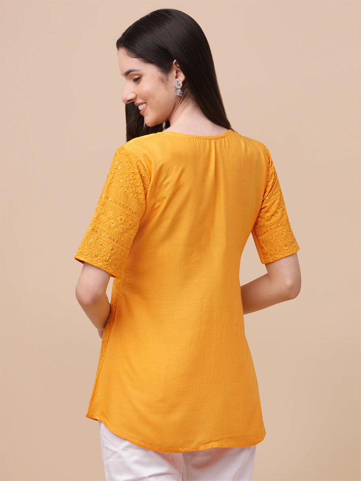 EMBROIDERY FANCY TOP - YELLOW