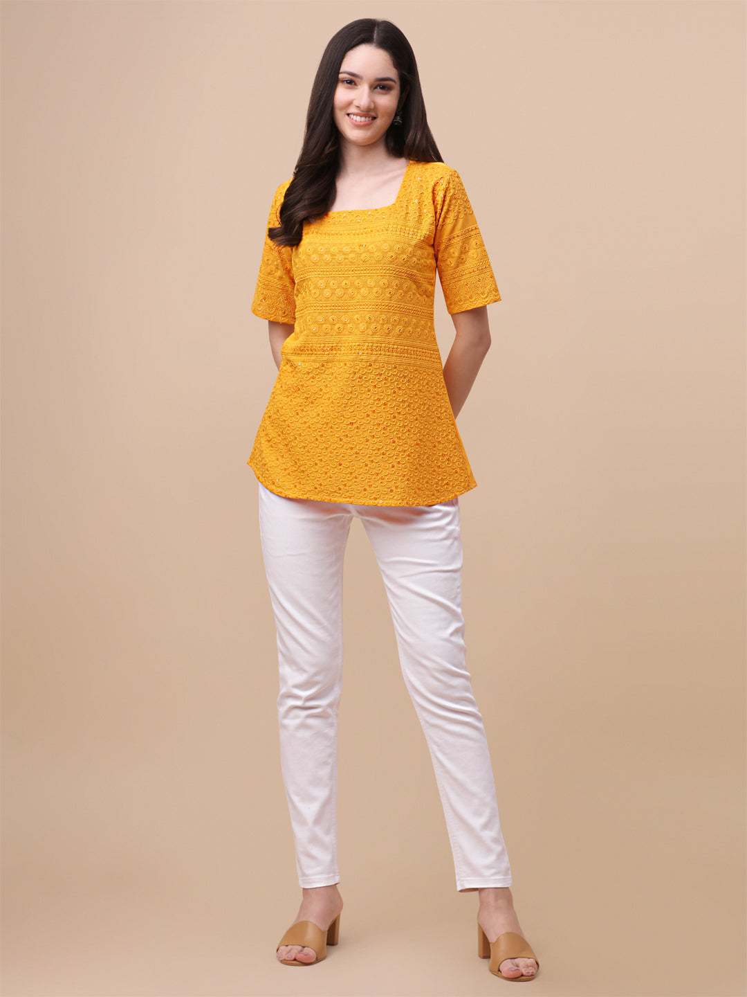 EMBROIDERY FANCY TOP - ORANGE