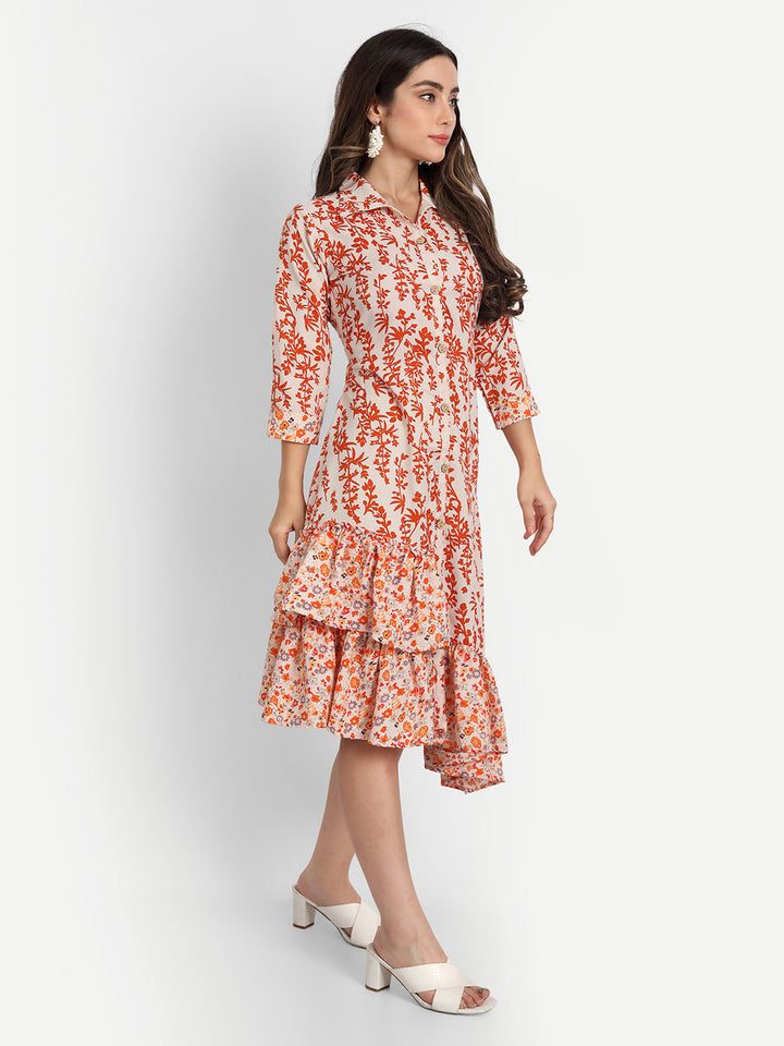 FLORAL PRINTED FLOWY DRESS