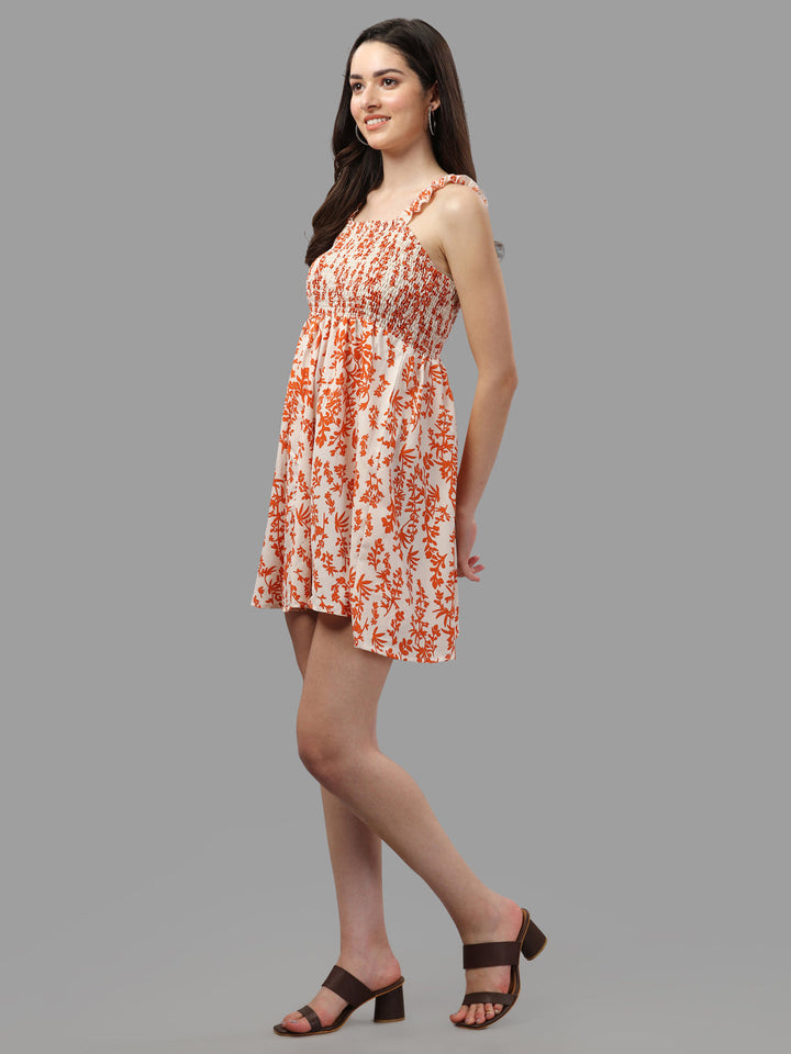 NOODALES STRIPE SHORT DRESS-ORANGE