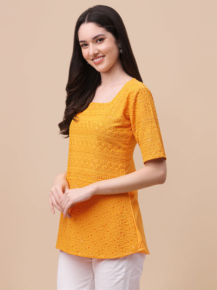 EMBROIDERY FANCY TOP - YELLOW