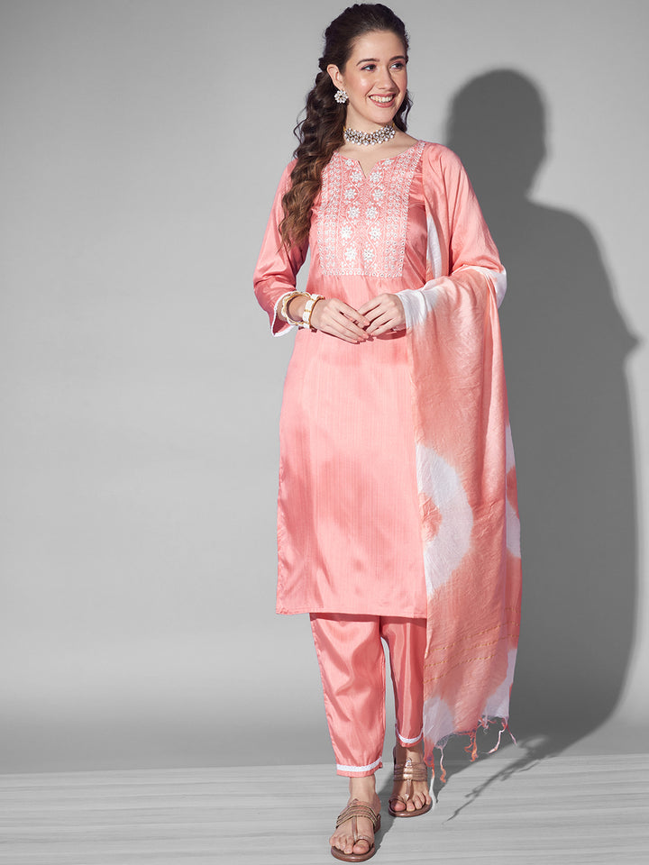 SILK BLEND KURTA PANT DUPATTA SET