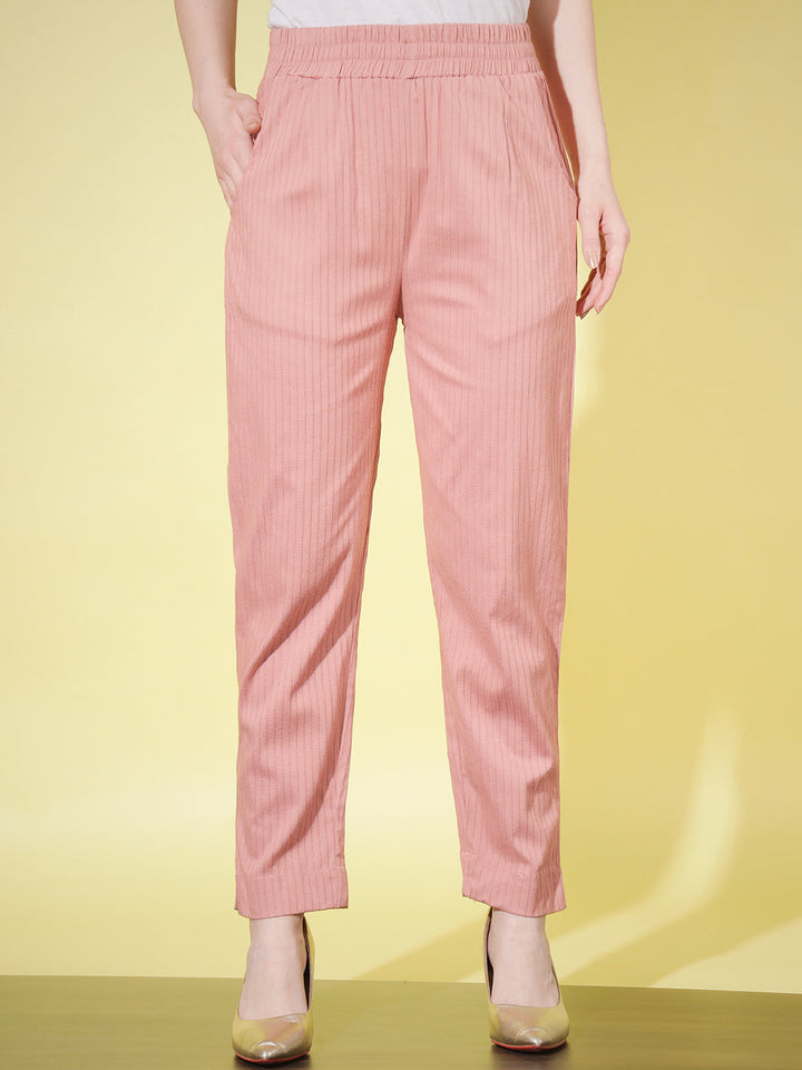 SOLID STRIPE PANT-PEACH