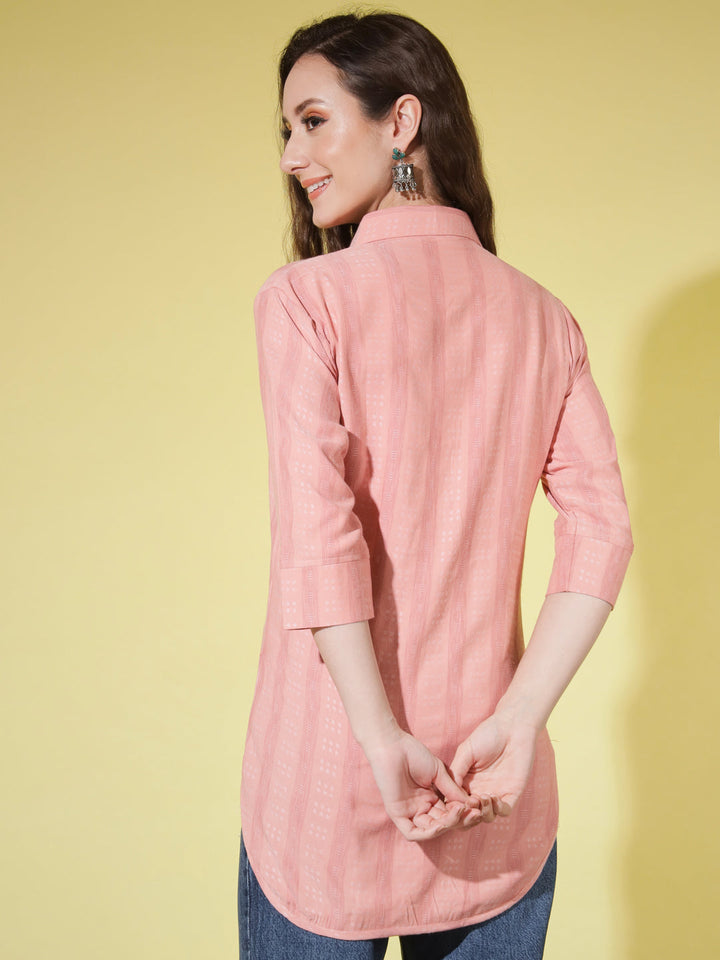 STRIPE SHIRT-PEACH