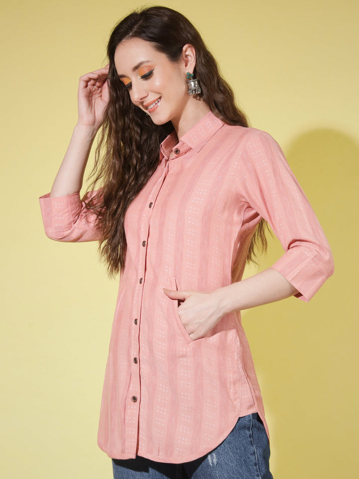 STRIPE SHIRT-PEACH