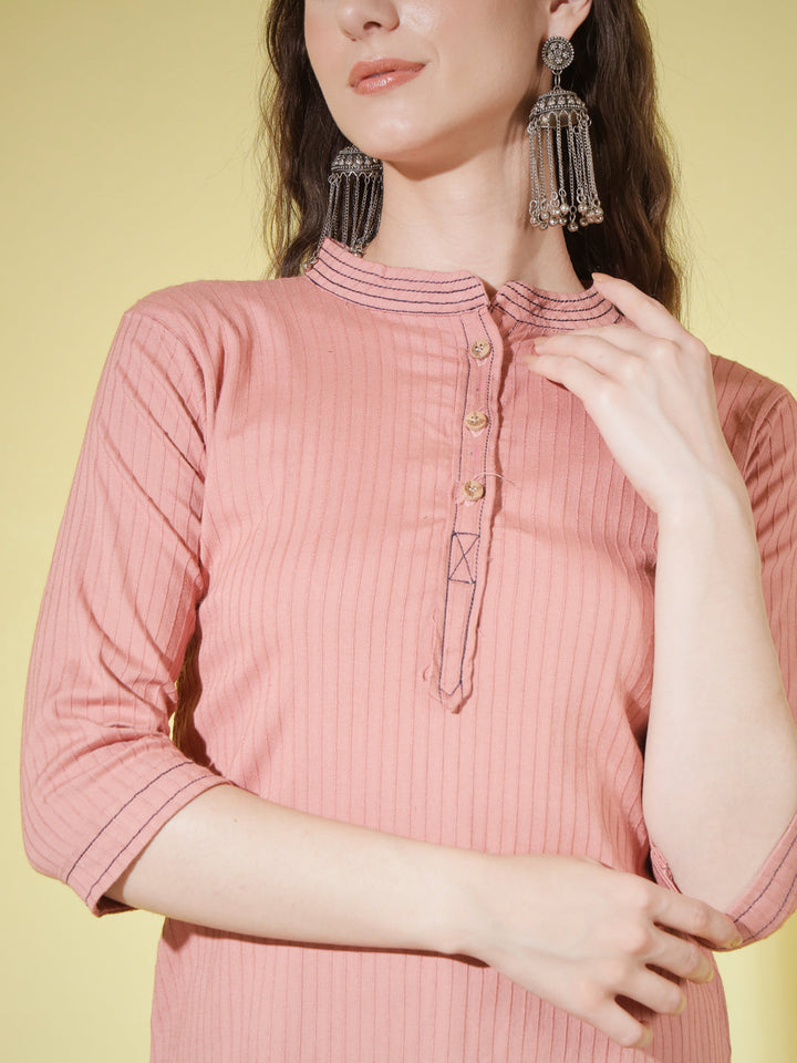 STRIPE SOLID TOP - PEACH