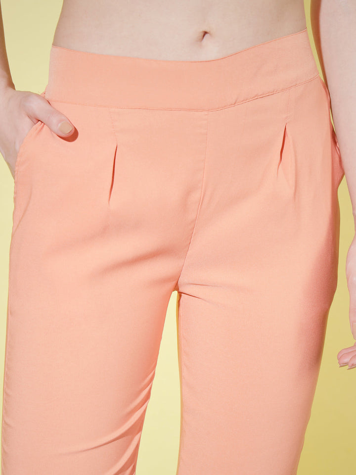 WOMEN SOLID PANT VINTAGE - PEACH