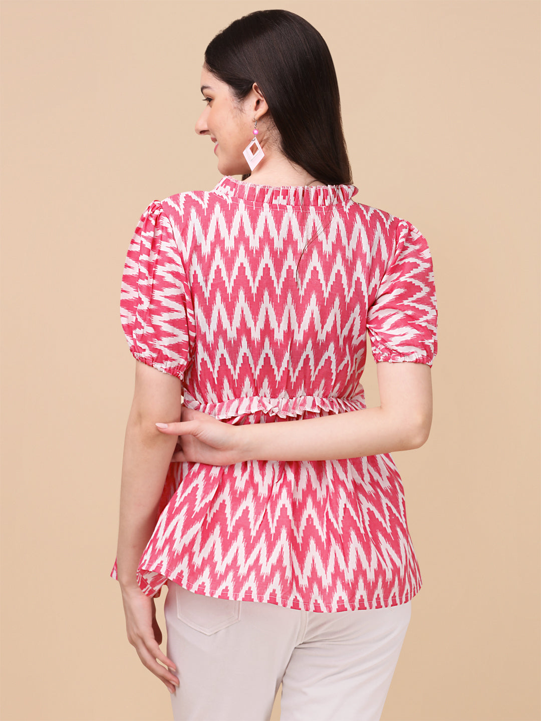 CHEVRON PRINTED TOP - PINK