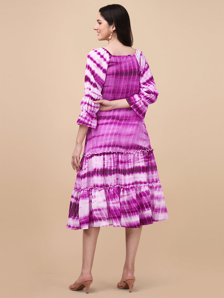 SHIBORI PRINTED MIDI DRESS-PINK