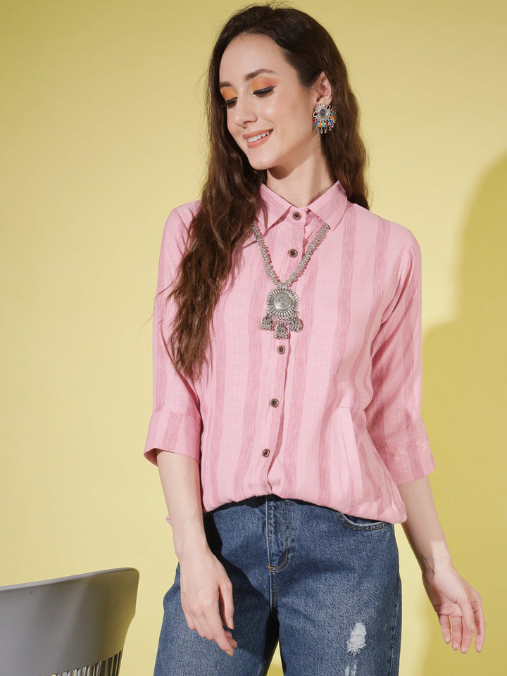 STRIPE SHIRT-PINK