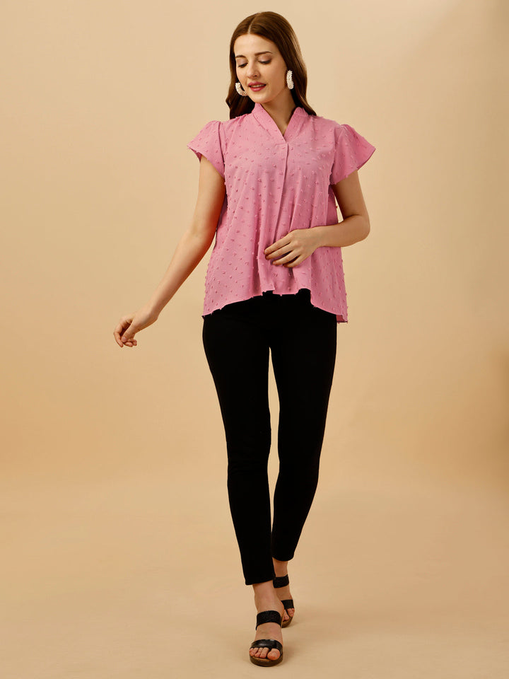 SHORT SLEEVE PASTEL TOP - PINK