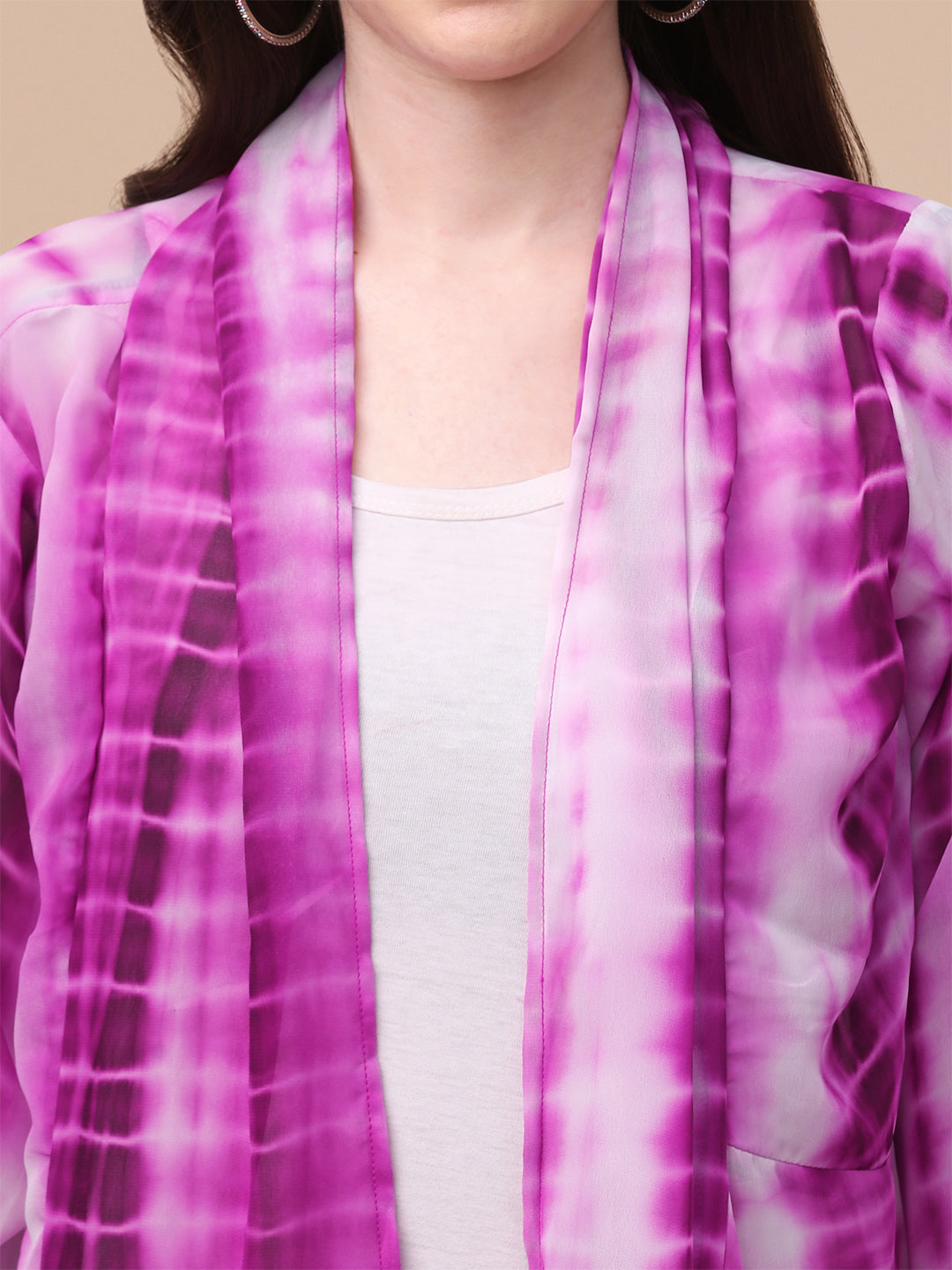 ELEGANT SHRUG WITH SHIBORI PRINT - MAROON