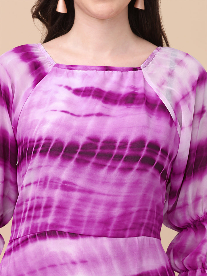 SHIBORI PRINTED MIDI DRESS-PINK