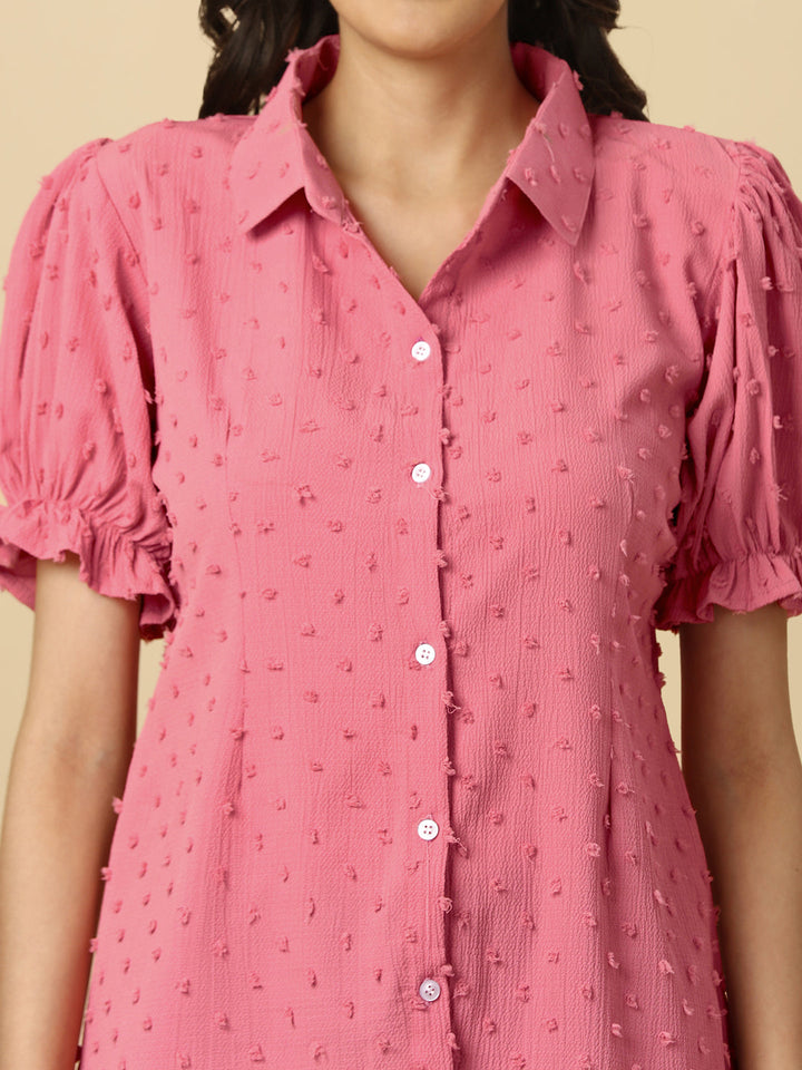 EMBELLISHED STRETCHABLE SHIRT - PINK