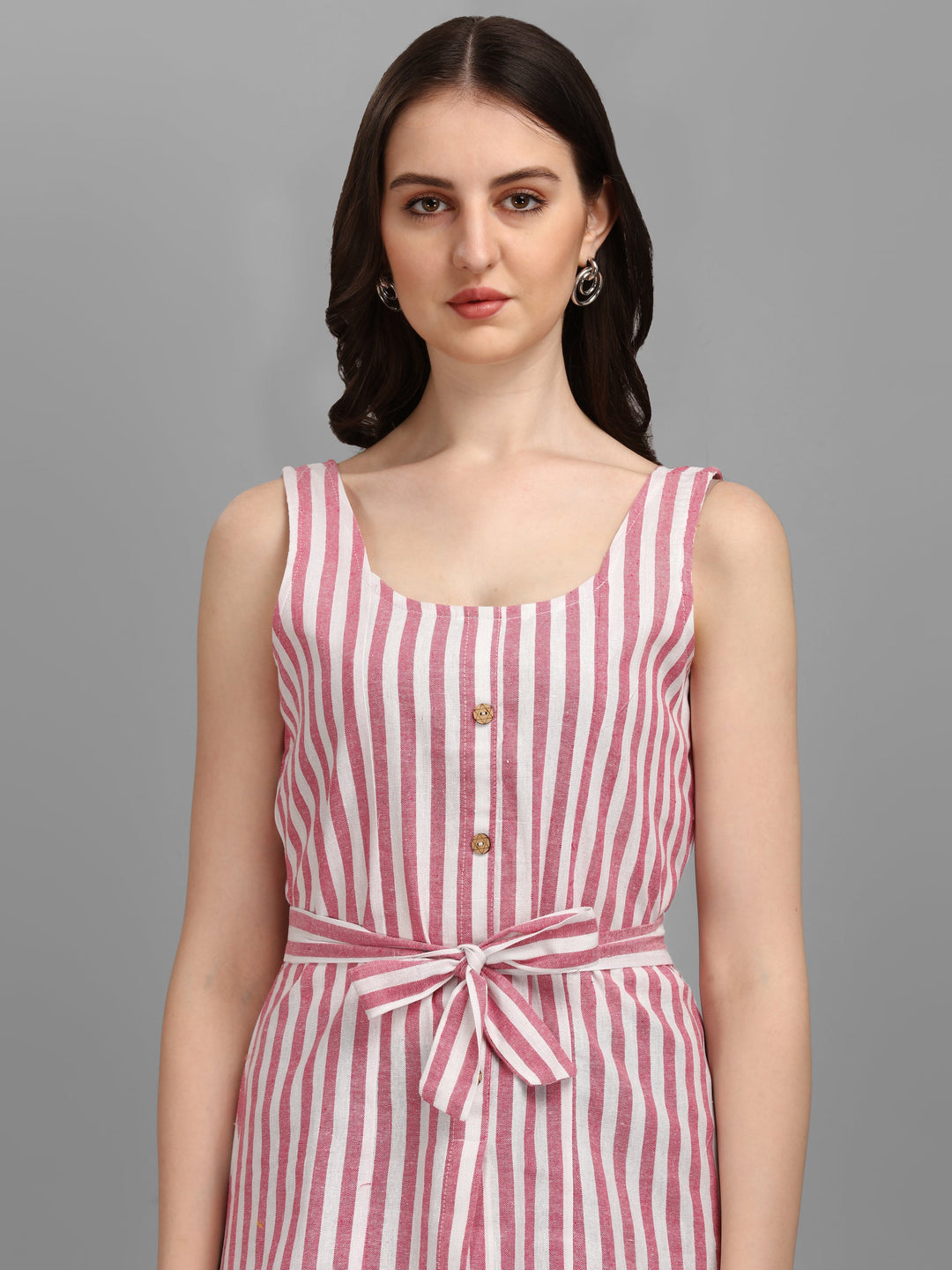 STRIPED COTTON TOP-BEIGE